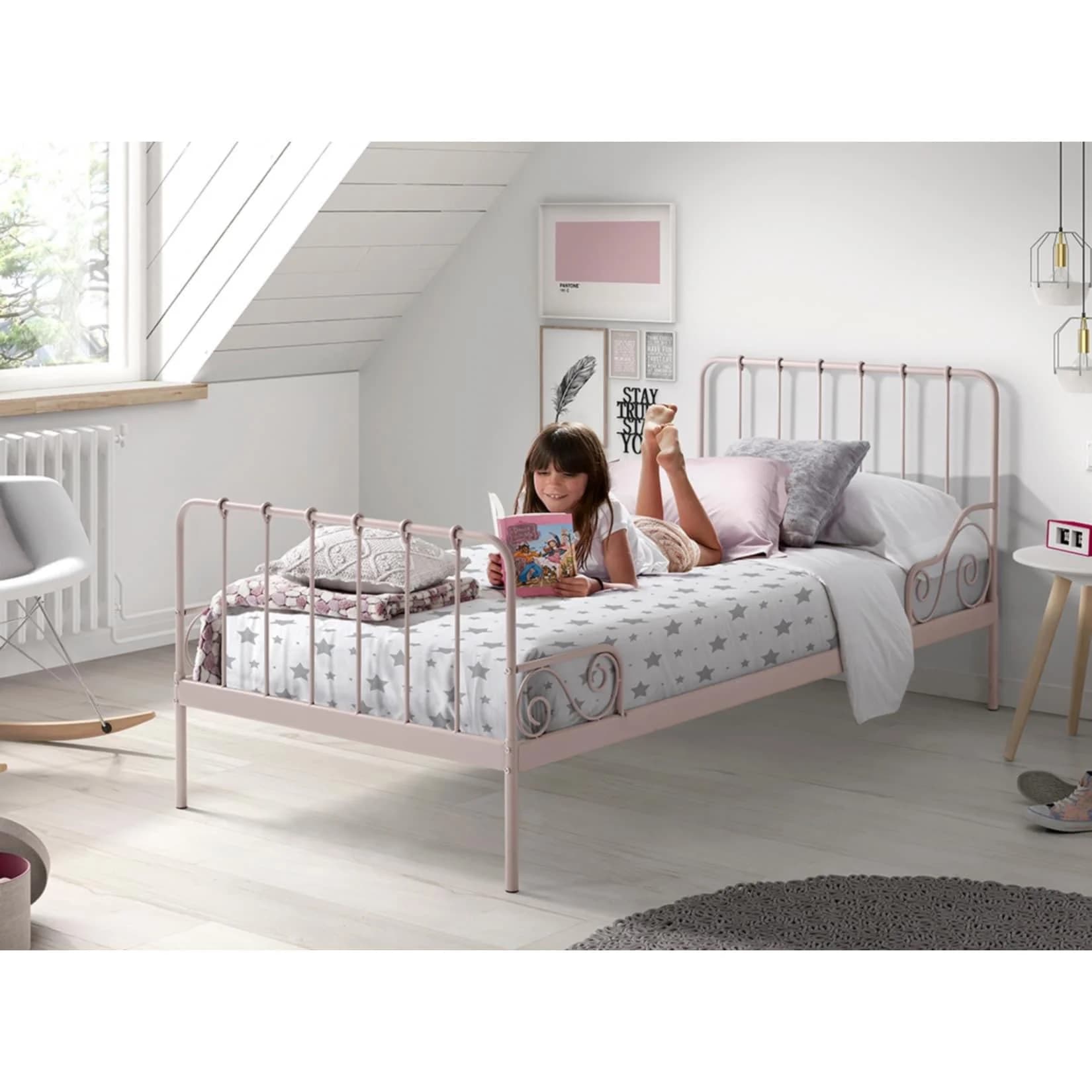VIPACK Jugendbett Alice Metall Rosa