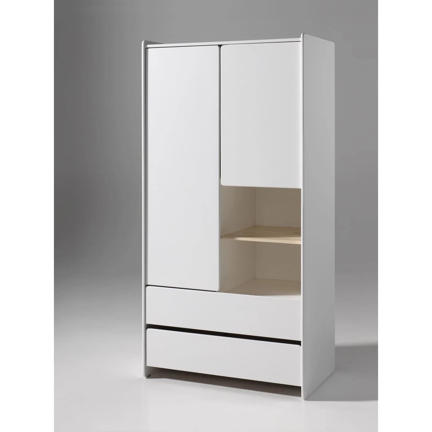 Vipack Kleiderschrank Kiddy 2-türig Weiß mit Schubladen