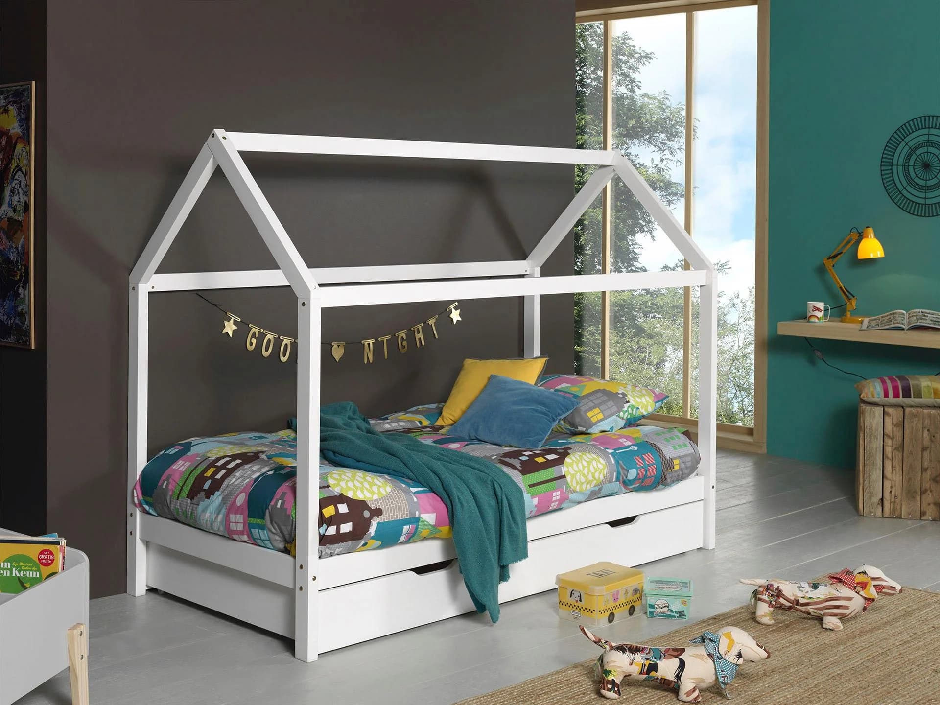 VIPACK Hausbett Dallas Weiß Kiefer massiv mit Stauraum - Bild 2