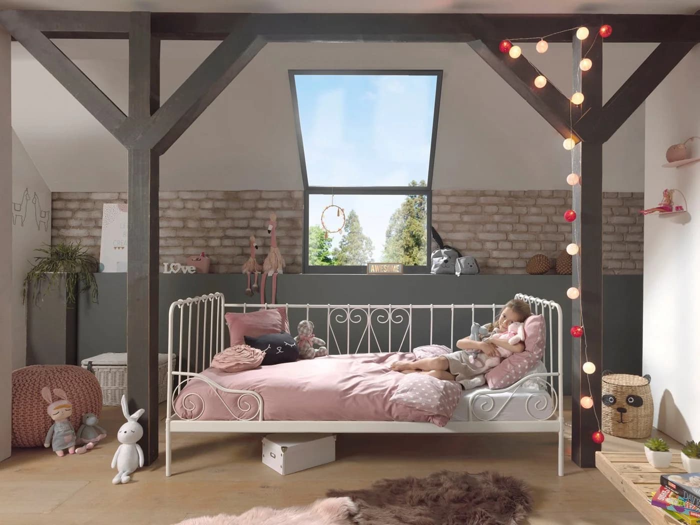 VIPACK Jugendbett Alice Metall Weiß Nostalgisches Design - Bild 3