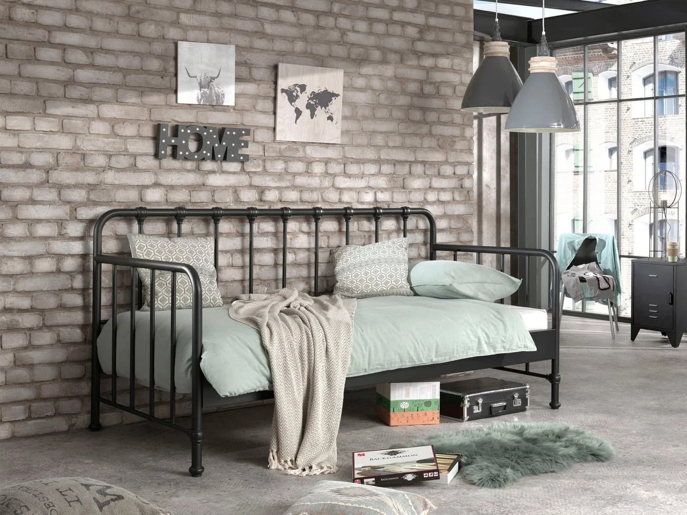 VIPACK Bronxx Daybett Schwarz Metall Lattenrost - Bild 3