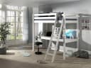 VIPACK Hochbett Pino Weiß Kiefer Massivholz mit Schreibtisch Bild 3