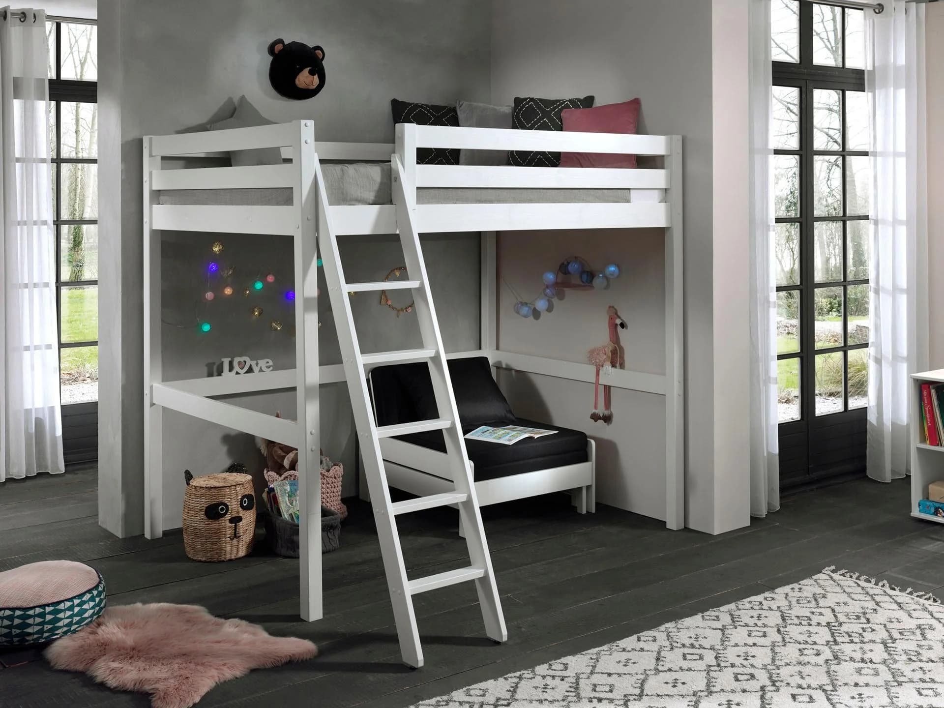Vipack Hochbett Pino Weiß Massivholz