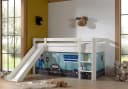 VIPACK Spielbett Pino Kiefer massiv mit Rutsche und Textilset weiß Bild 1