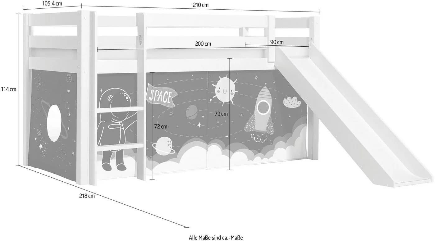VIPACK Spielbett Pino Kiefer massiv mit Rutsche und Textilset weiß - Bild 5