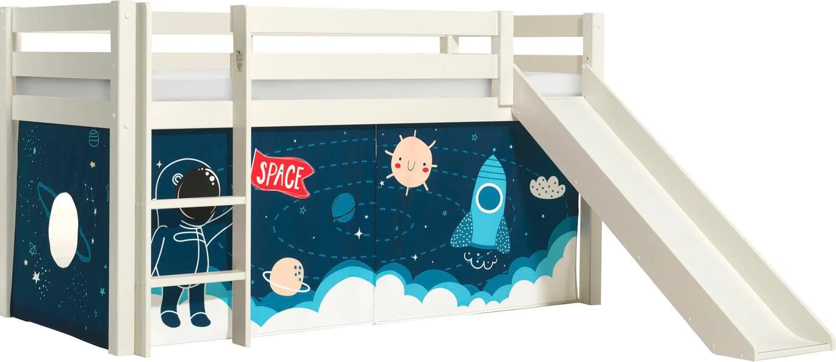 VIPACK Spielbett Pino Hochbett mit Rutsche Weiß Kiefer massiv