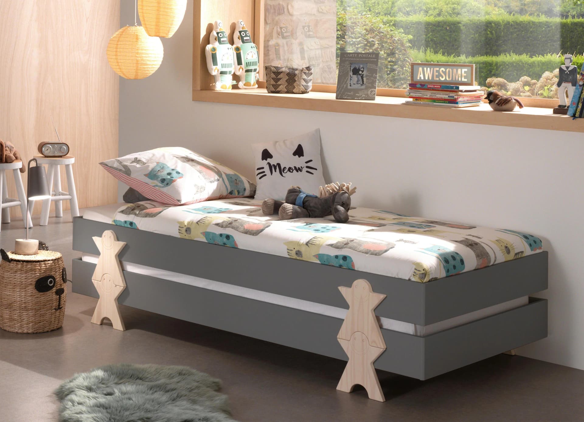 VIPACK Modulo Kinderbett Set Grau Stapelbar mit Lattenrost - Bild 2