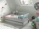 VIPACK Juniorbett Kiefermassiv Grau mit Schublade und Rausfallschutz Bild 1