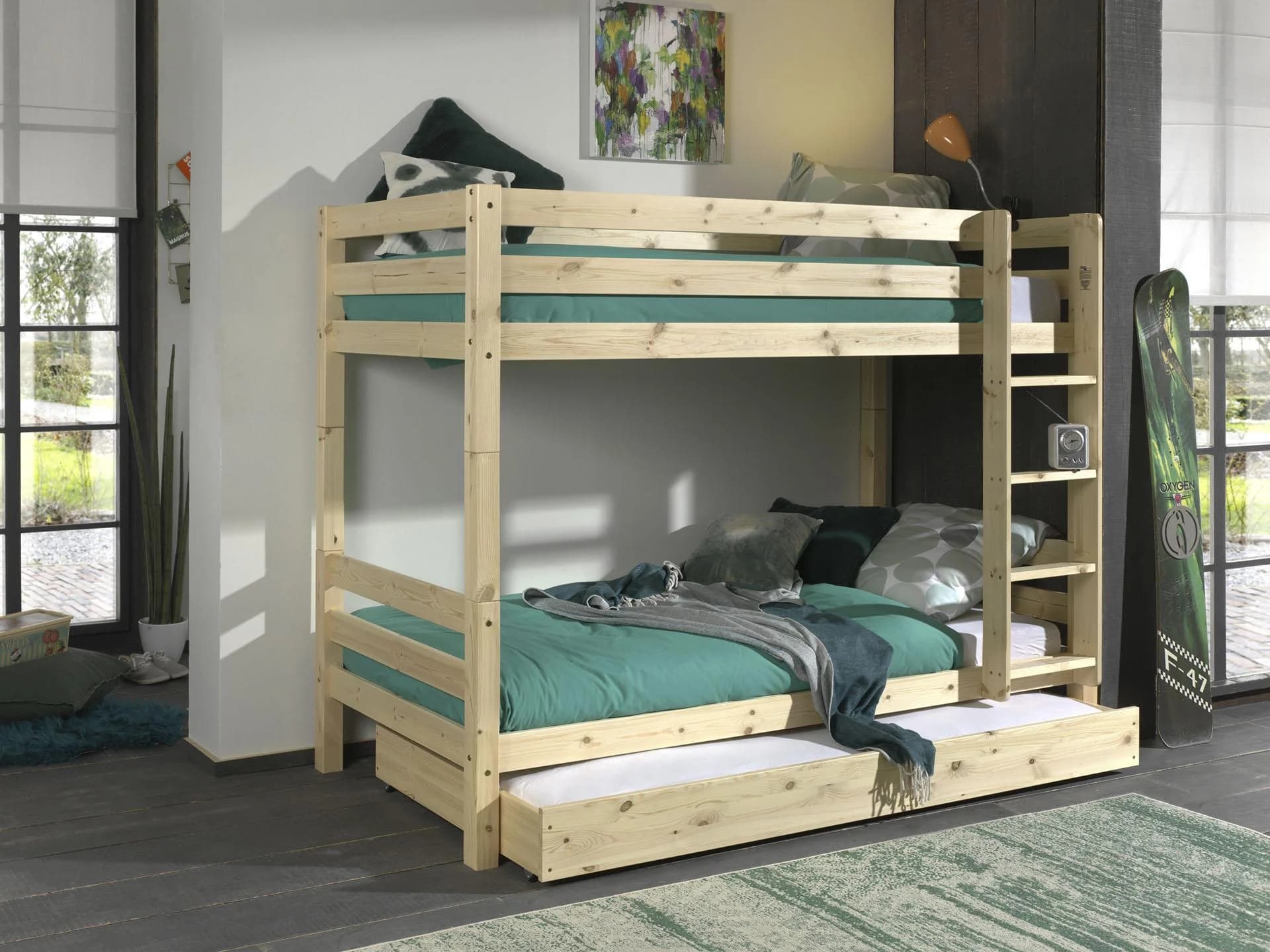 Vipack Etagenbett Pino Natur Massivholz mit Bettschublade