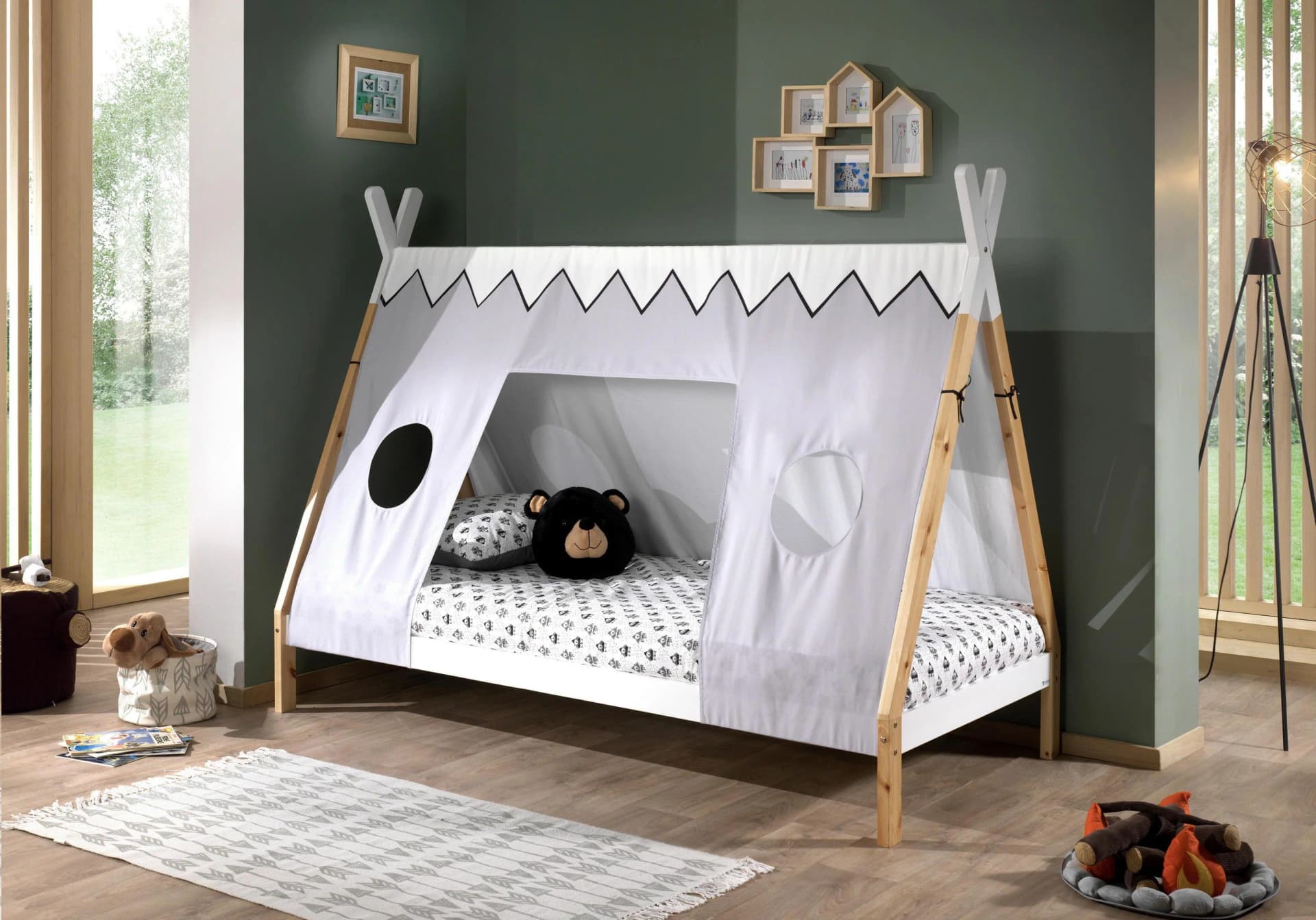 VIPACK Tipi Kinderbett mit Zeltdach und Lattenrost