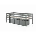 VIPACK Spielbett Pino Grau Kiefer massiv mit 3 Rollboxen Bild 1