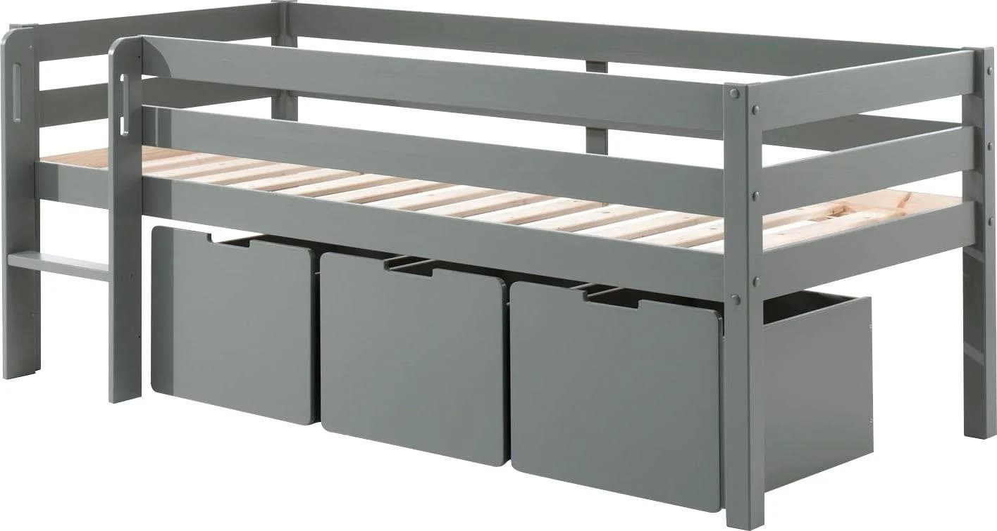 VIPACK Spielbett Pino Grau Kiefer massiv mit 3 Rollboxen - Bild 3
