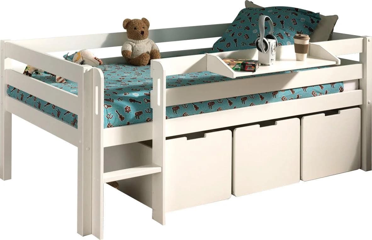 VIPACK Spielbett Pino Kiefer Weiß mit Rollboxen und Rost - Bild 3