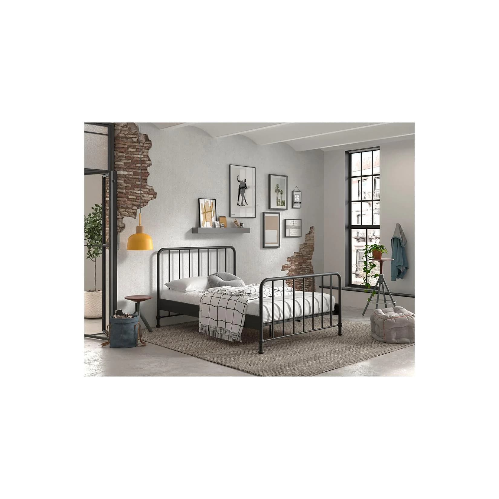 VIPACK Metallbett Bronxx Schwarz Matt mit Lattenrost