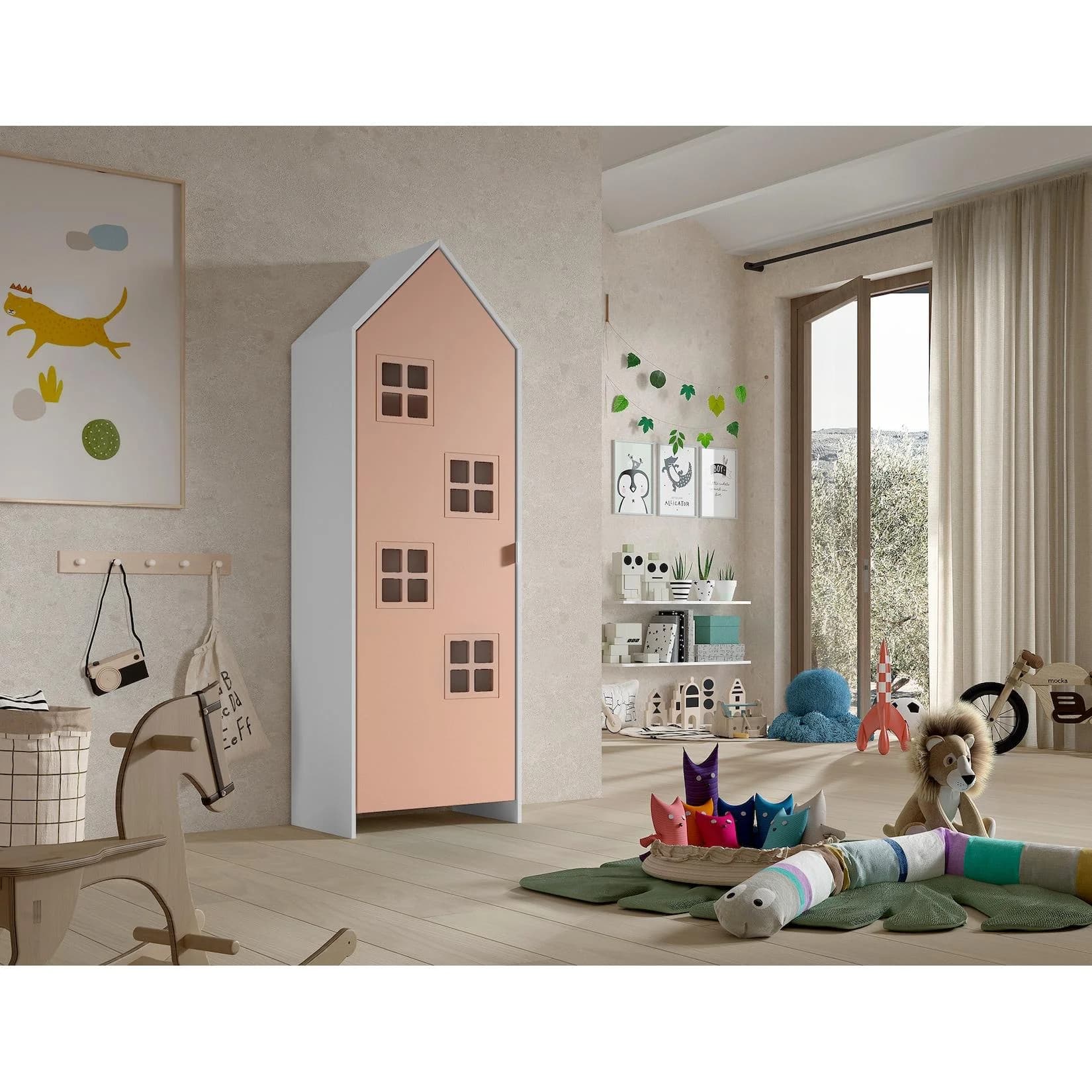 VIPACK Kleiderschrank Casami Bruges Weiß/Rosa MDF