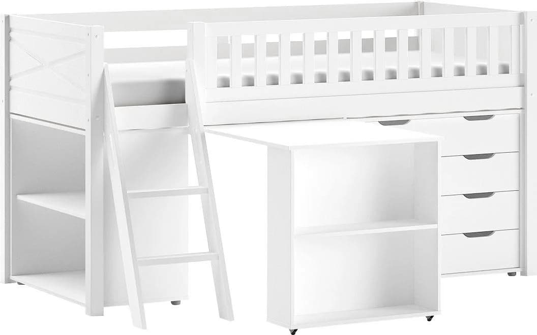 Vipack Scott Spielbett Weiß mit Schreibtisch und Stauraum - Bild 2