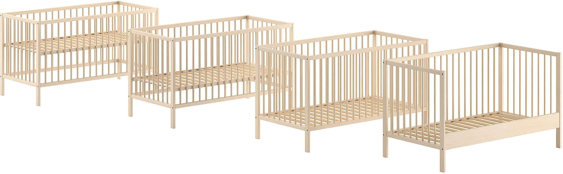 VIPACK Dino Babybett Massivholz Buche Natur Umbaubar Juniorbett - Bild 2