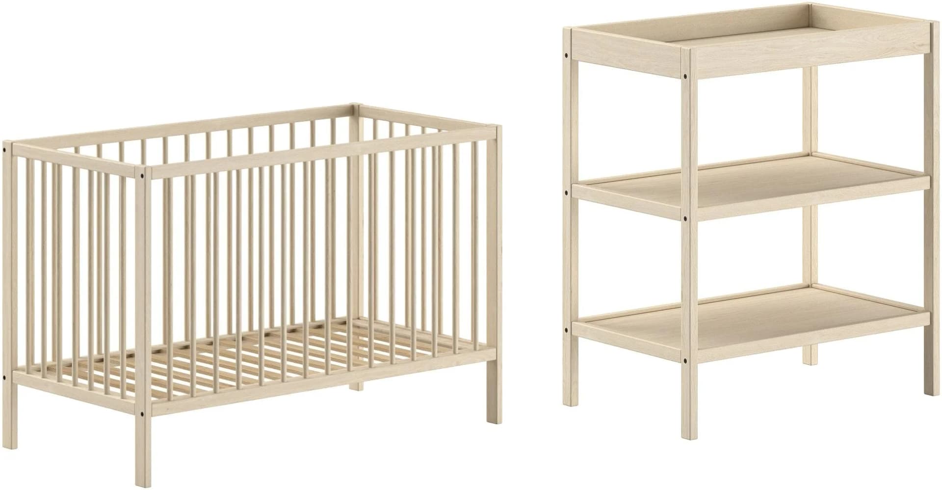 VIPACK Babymöbel-Set DINO Buche massiv mit Wickelregal