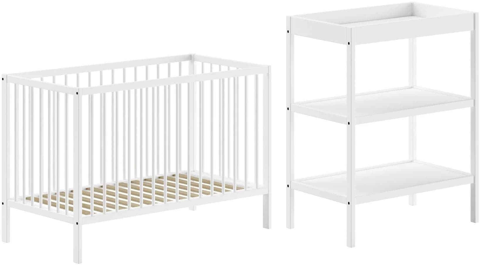 VIPACK Babyzimmer-Set DINO Weiß Massivbuche mit Wickelregal - Bild 2