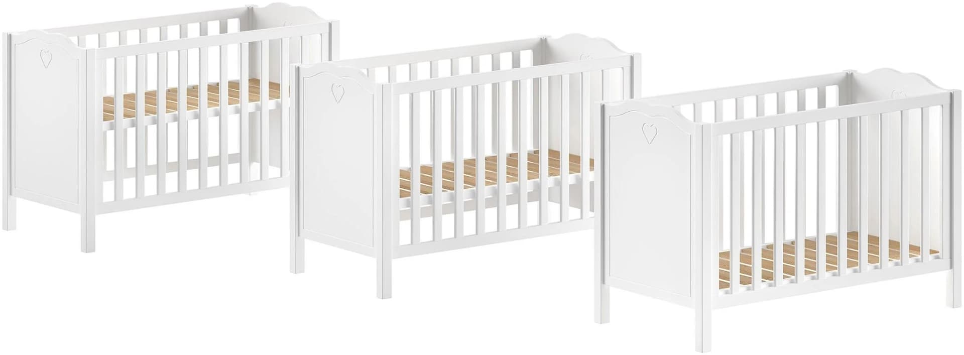 VIPACK Babybett Amori Weiß mit verstellbarem Lattenrost