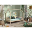 VIPACK Hausbett Cabane mit Dachaufbau und Sprossenumrandung Natur Bild 1