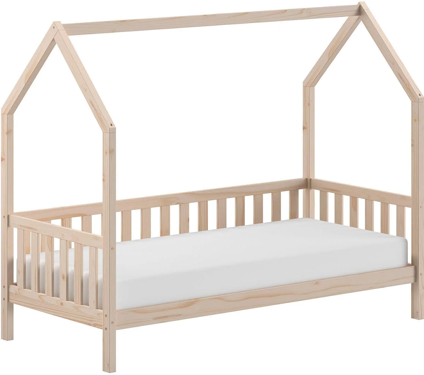 VIPACK Hausbett Cabane mit Dachaufbau und Sprossenumrandung Natur - Bild 2