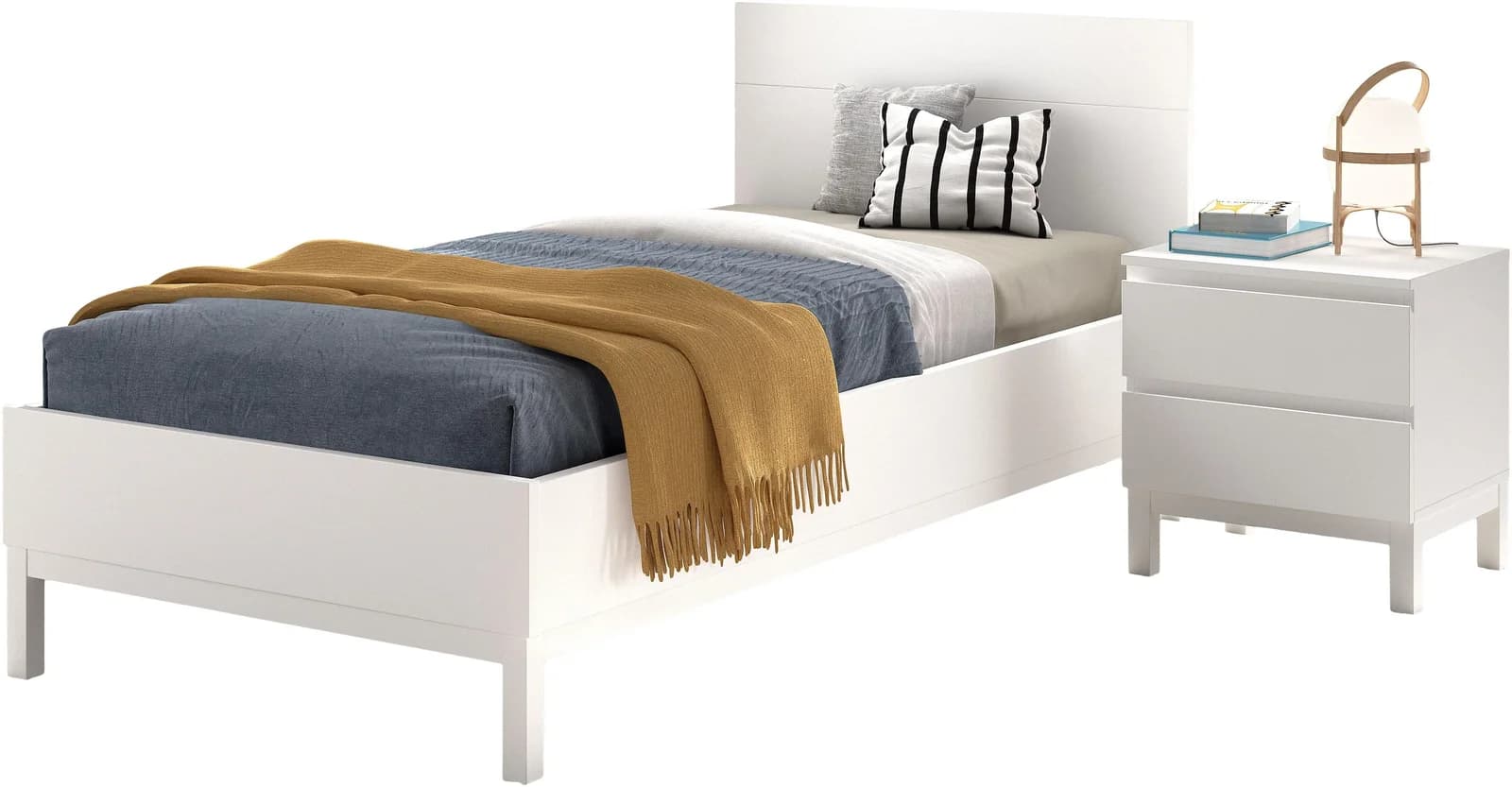 VIPACK Jugendzimmer-Set Eva mit Einzelbett und Nachtkonsole Weiß