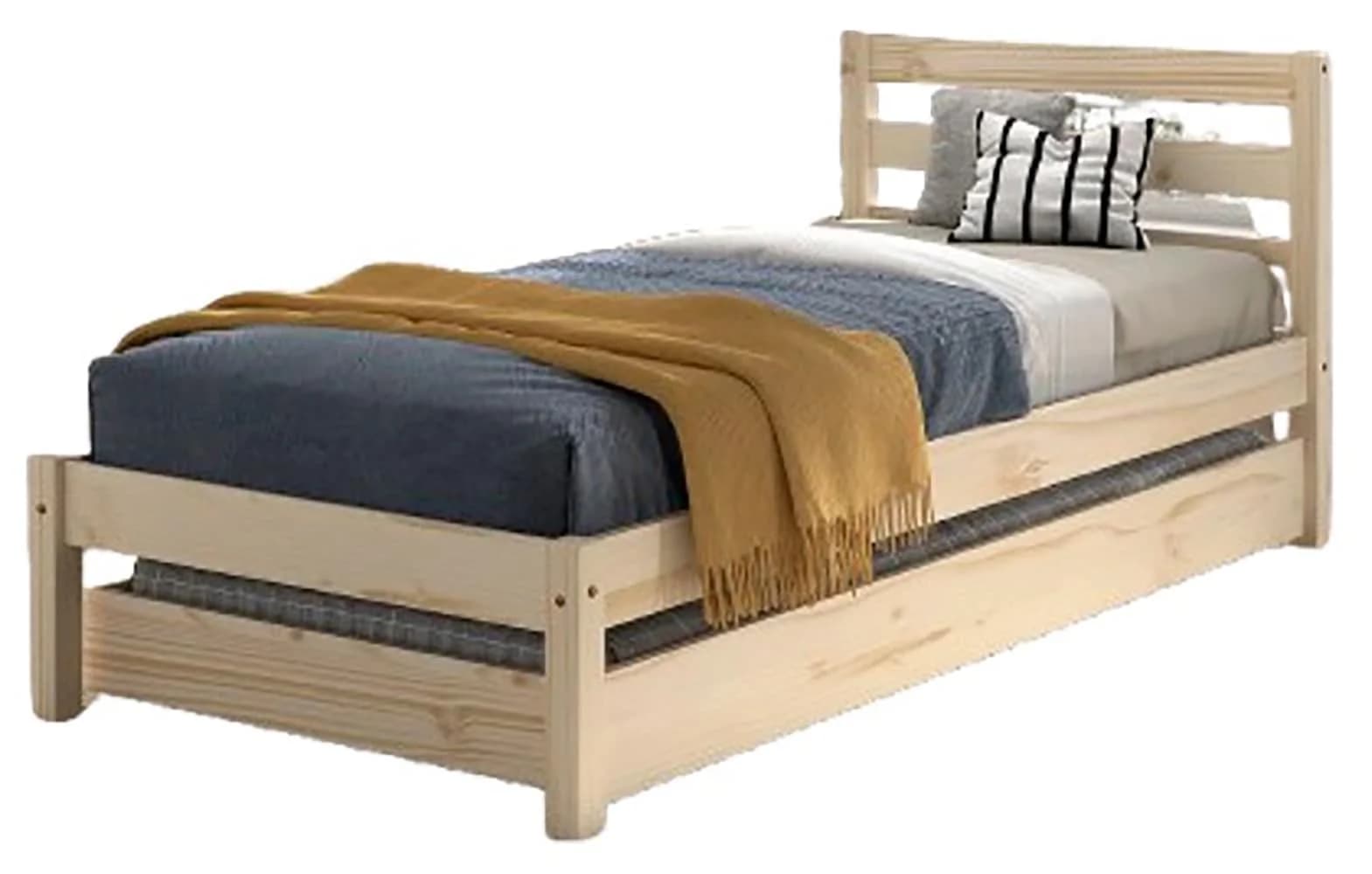 VIPACK Massivholzbett Pino Kiefer Natur mit Lattenrost und Schublade - Bild 2