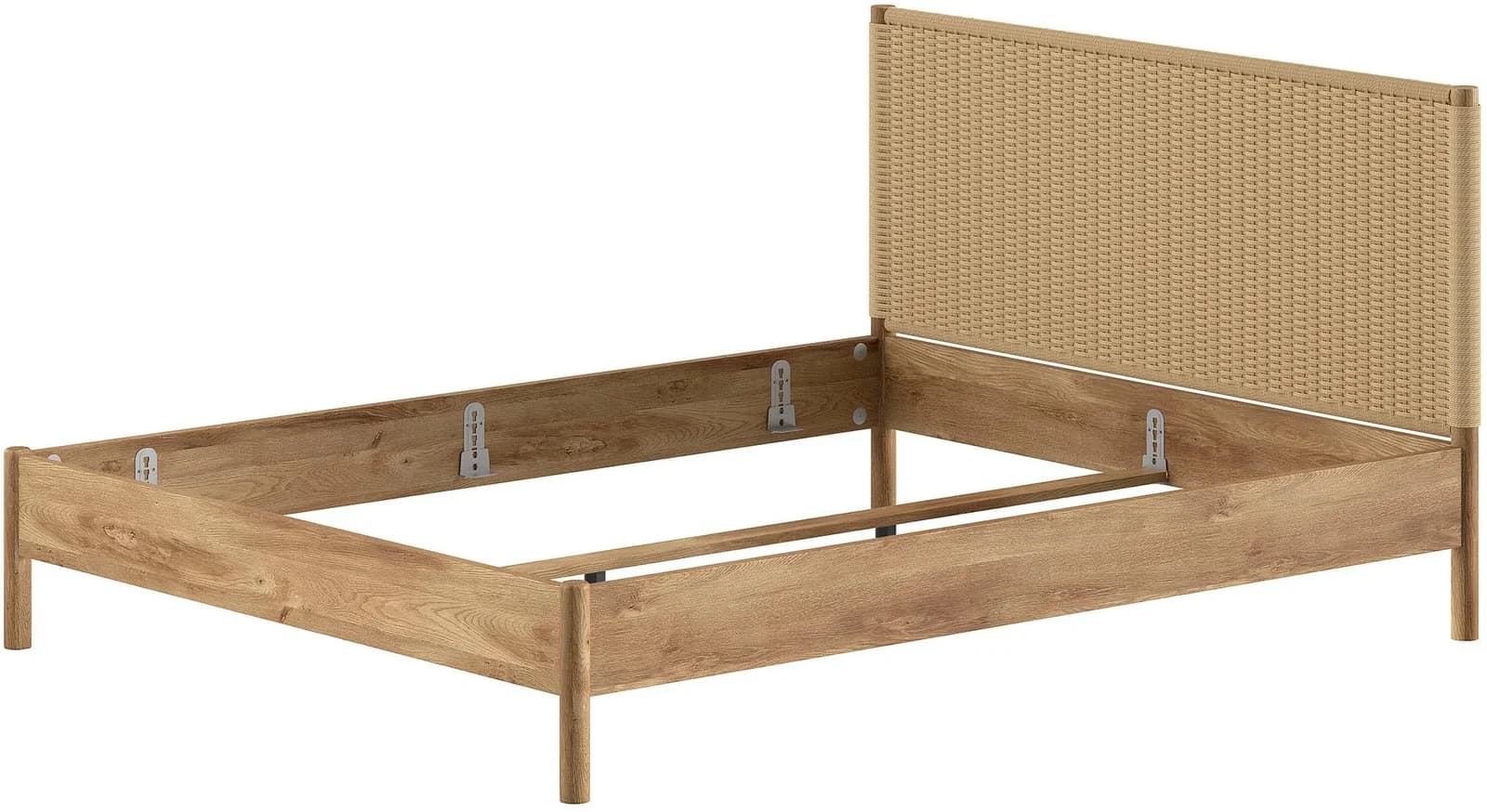 VIPACK Bettgestell Olive-M Eiche Natur Seilgeflecht