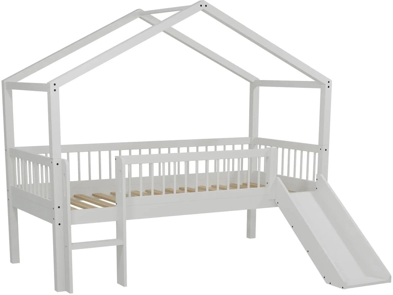 VIPACK Hausbett Forrest Massivholz Kinderbett mit Rutsche