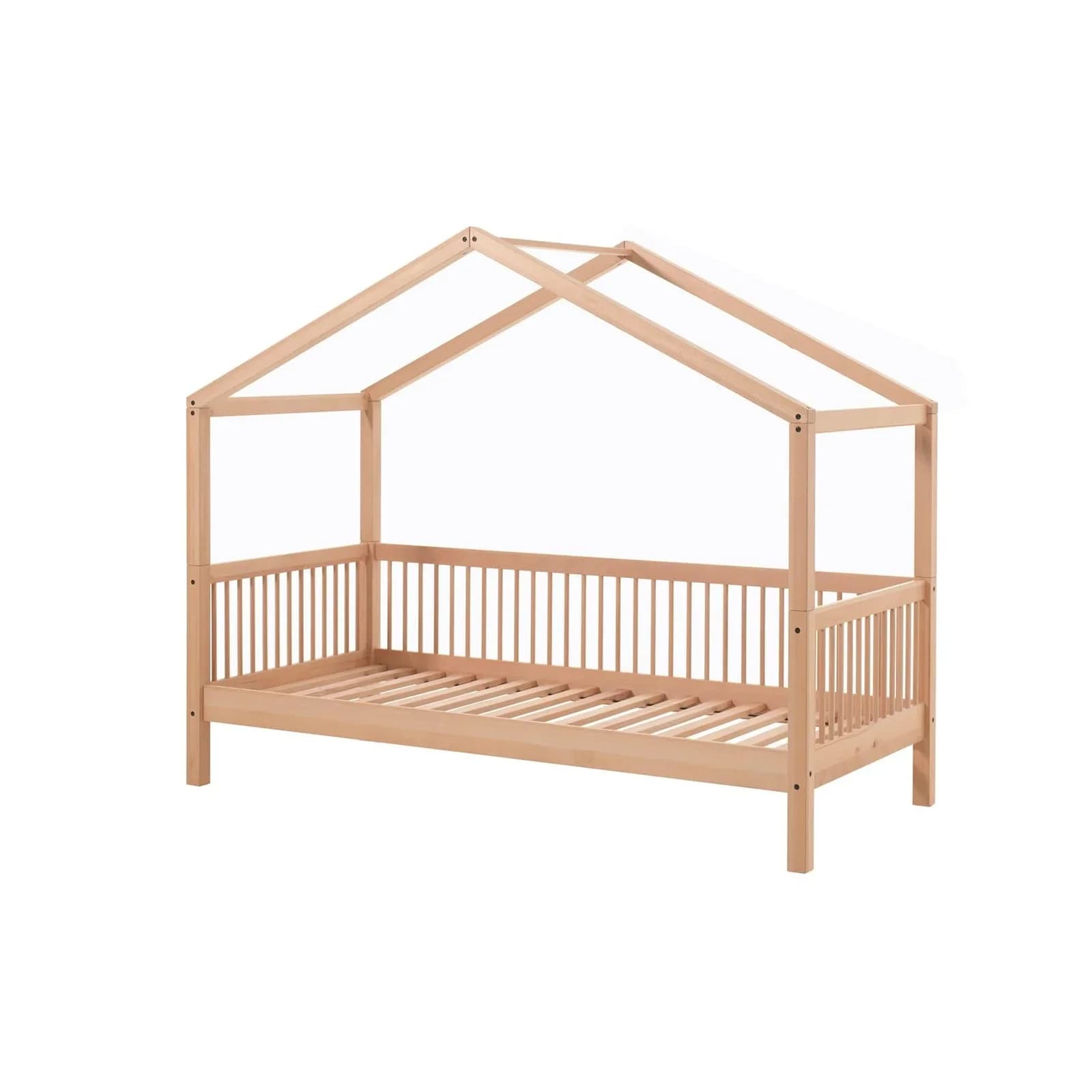 Hausbett VIPACK Forrest Massivholz Buche Natur mit Dach