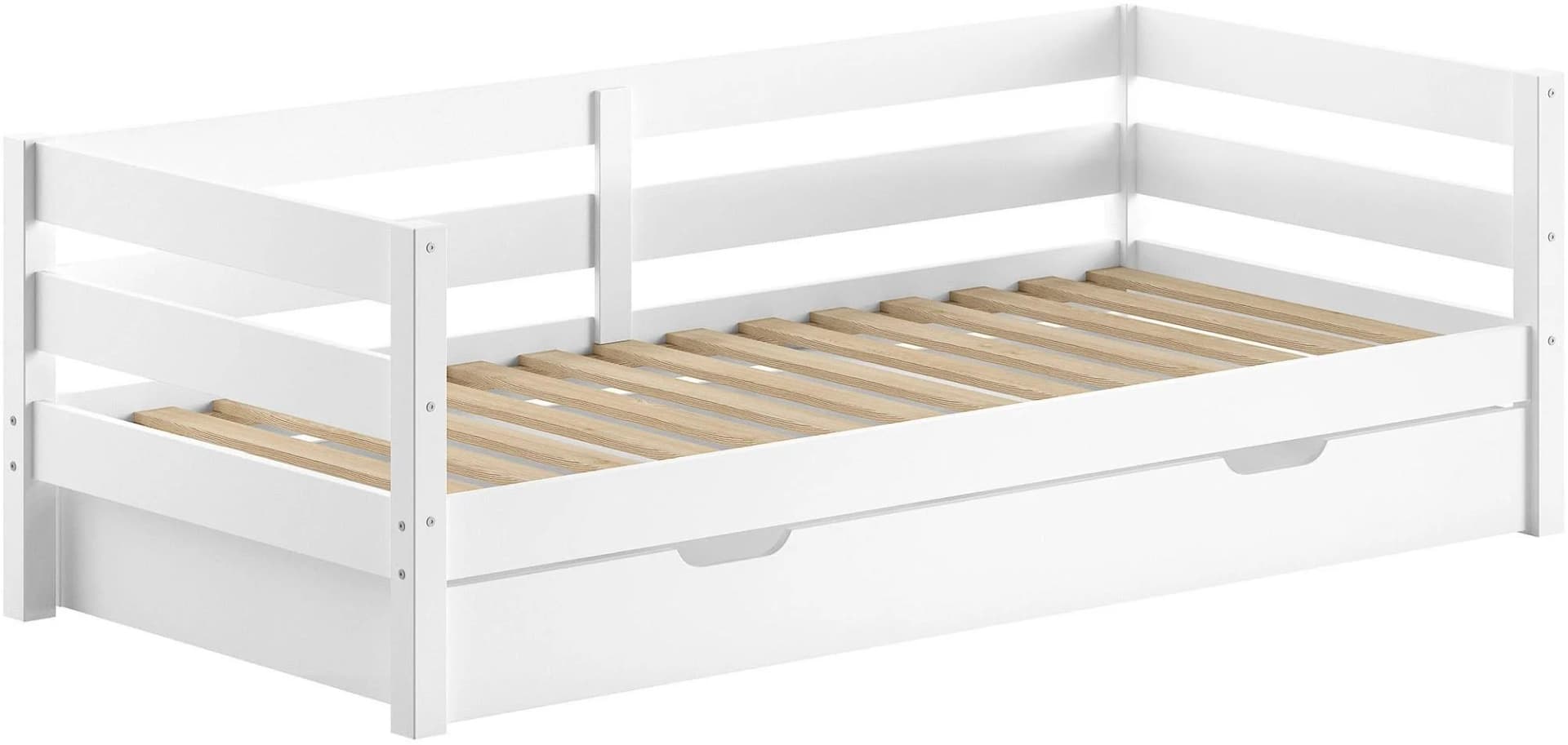 VIPACK Daybett Margrit mit Bettschublade Weiß Massivholz