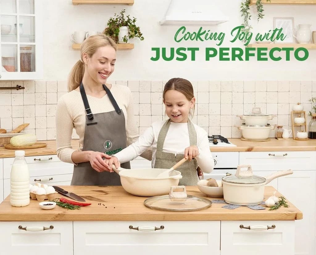 Just Perfecto 15-tlg. Granit-Kochgeschirrset Beige Aluminiumguss