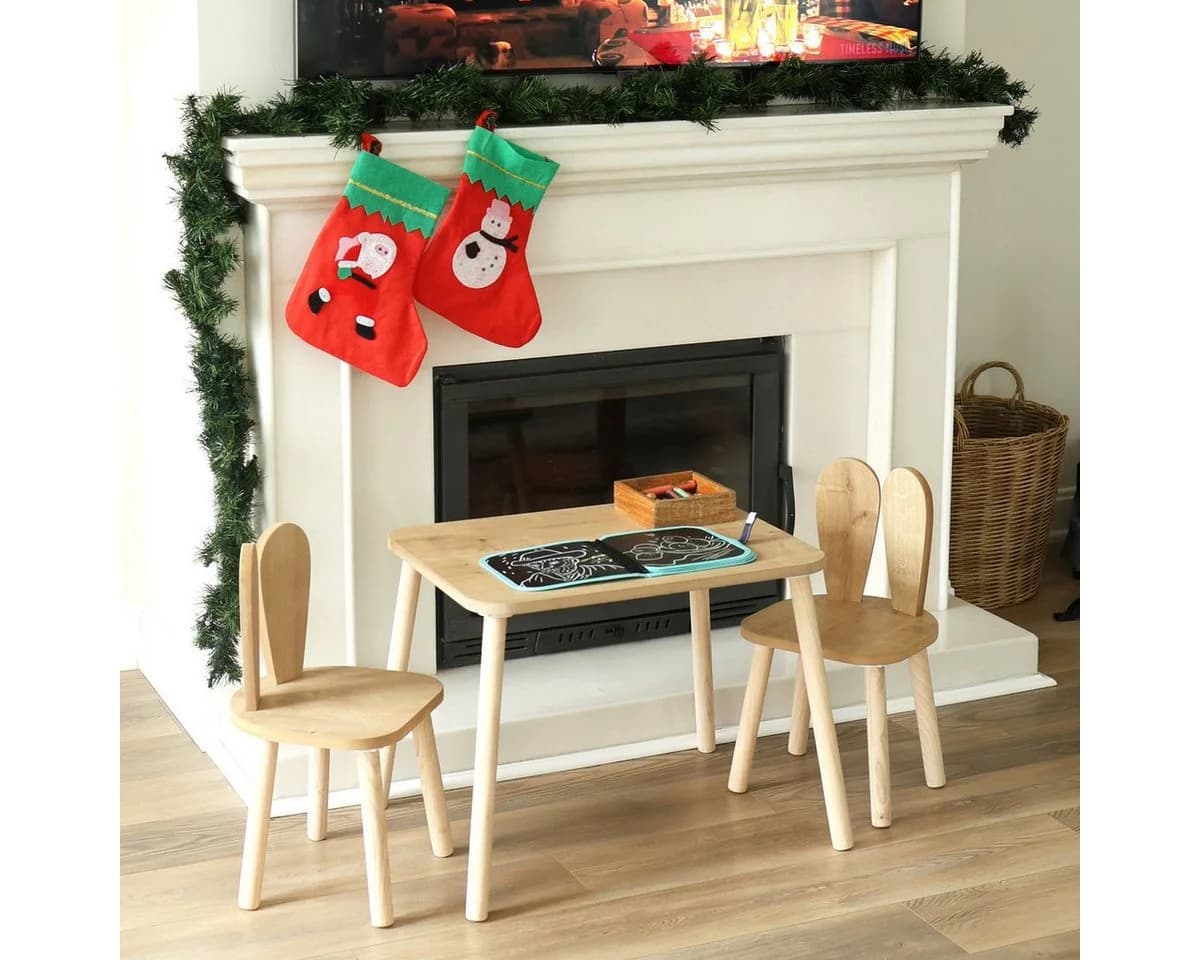Cozy Collections Kindertisch-Set mit Tiermotiv-Stühlen aus Naturholz - Bild 2