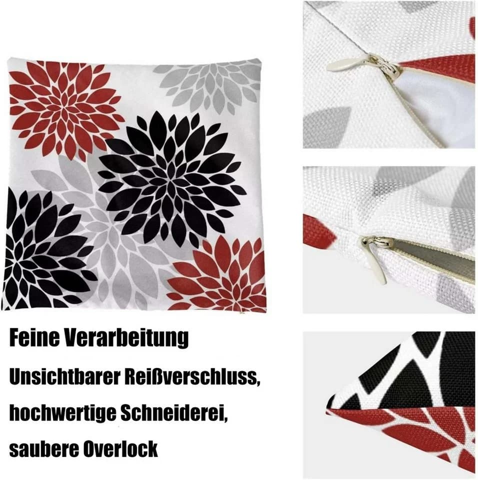 Coonoor Kissenbezug Modernes Abstraktes Blumenmuster Leinen 45x45cm - Bild 4