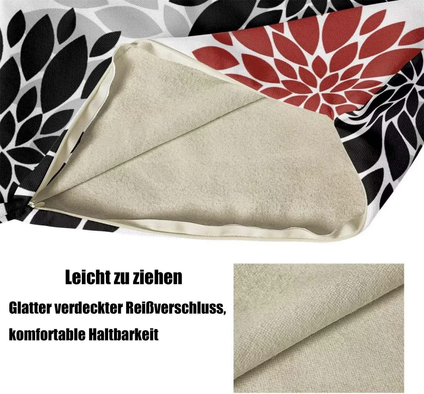 Coonoor Kissenbezug Modernes Abstraktes Blumenmuster Leinen 45x45cm - Bild 5