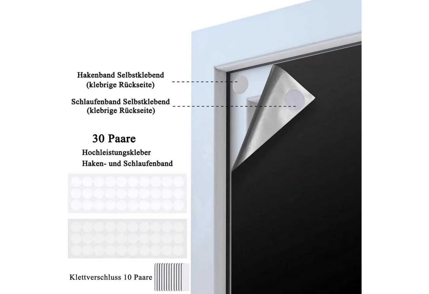 Coonoor Verdunklungsrollo Hitzeschutz Schwarz Ohne Bohren - Bild 4
