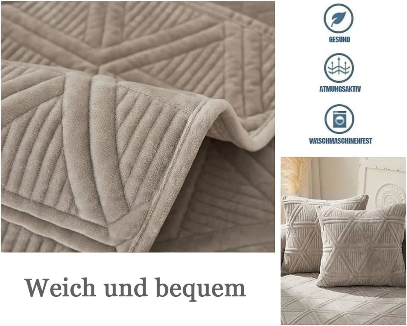 Coonoor Sofaschoner rutschfest grau - Moderner Sofabezug - Bild 3