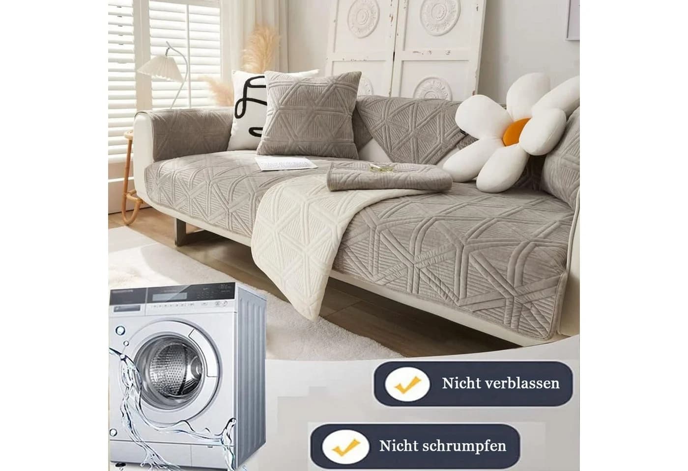 Coonoor Sofaschoner rutschfest grau - Moderner Sofabezug - Bild 5