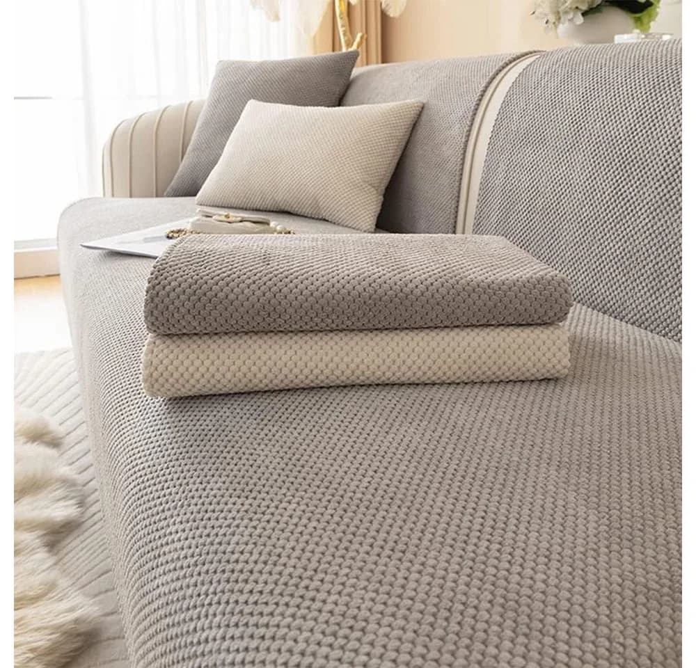 Coonoor Sofaschoner Grau Modern Kurzplüsch Rutschfest