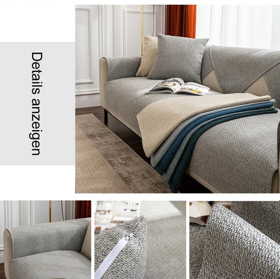 Coonoor Sofaschoner Grau Vintage Design rutschfest