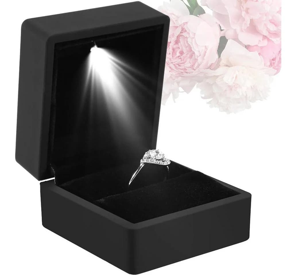 Coonoor Ringschachtel mit LED-Beleuchtung und Samtfutter Schwarz - Bild 2