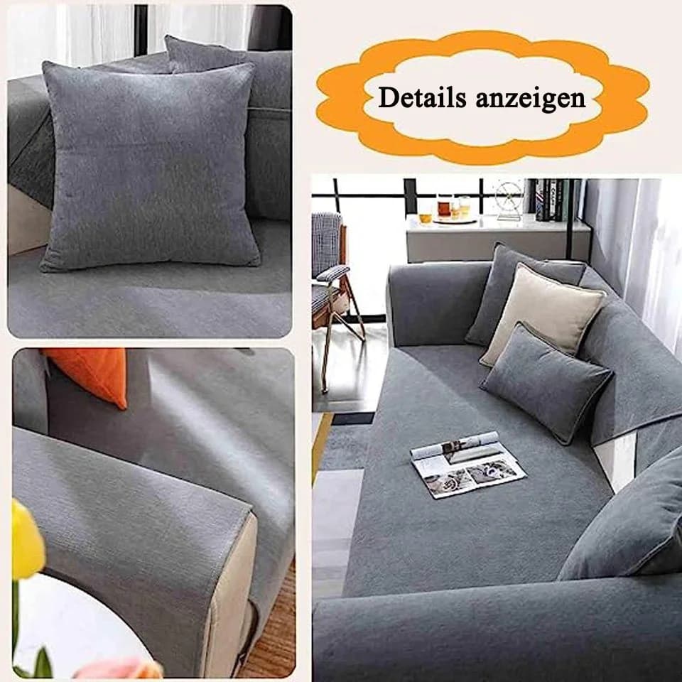 Coonoor Sofaschoner Sofahussen Anti-Rutsch Grau Chenille - Bild 4