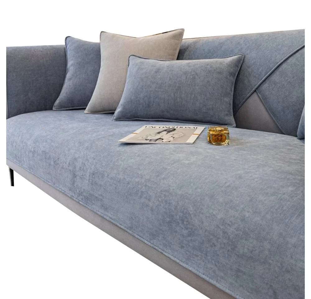 Coonoor Sofaschoner Chenille Retro Blau/Grau Rutschfest - Bild 2