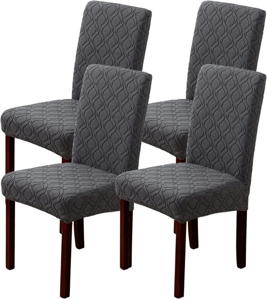 Coonoor Stuhlhusse Stretch Grau Mikrofaser Waschbar - Bild 2