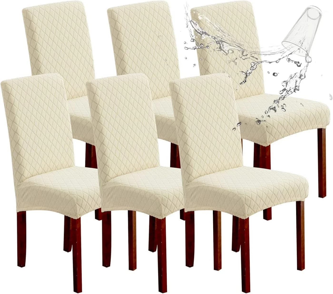 Coonoor Stretch Stuhlhussen Set Beige Polyester - Bild 2