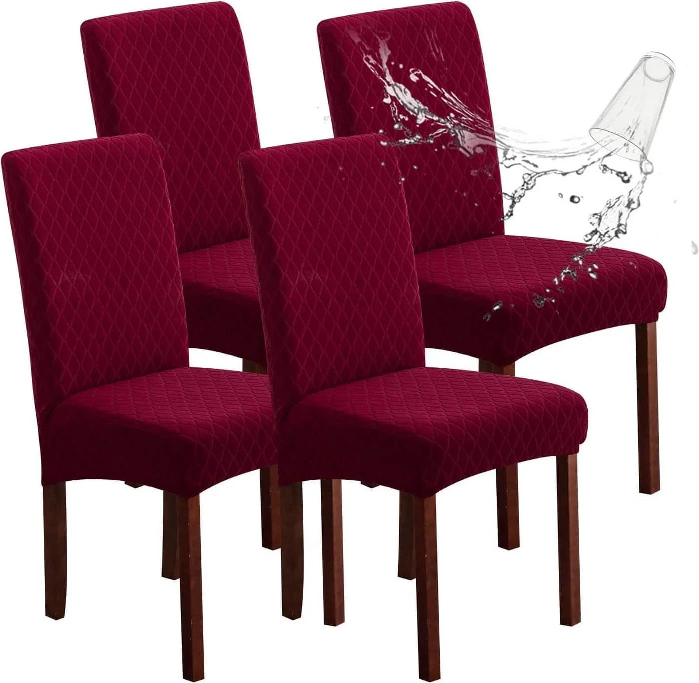 Coonoor Stuhlhussen Set Rot Stretch Polyester 2/4/6er - Bild 2