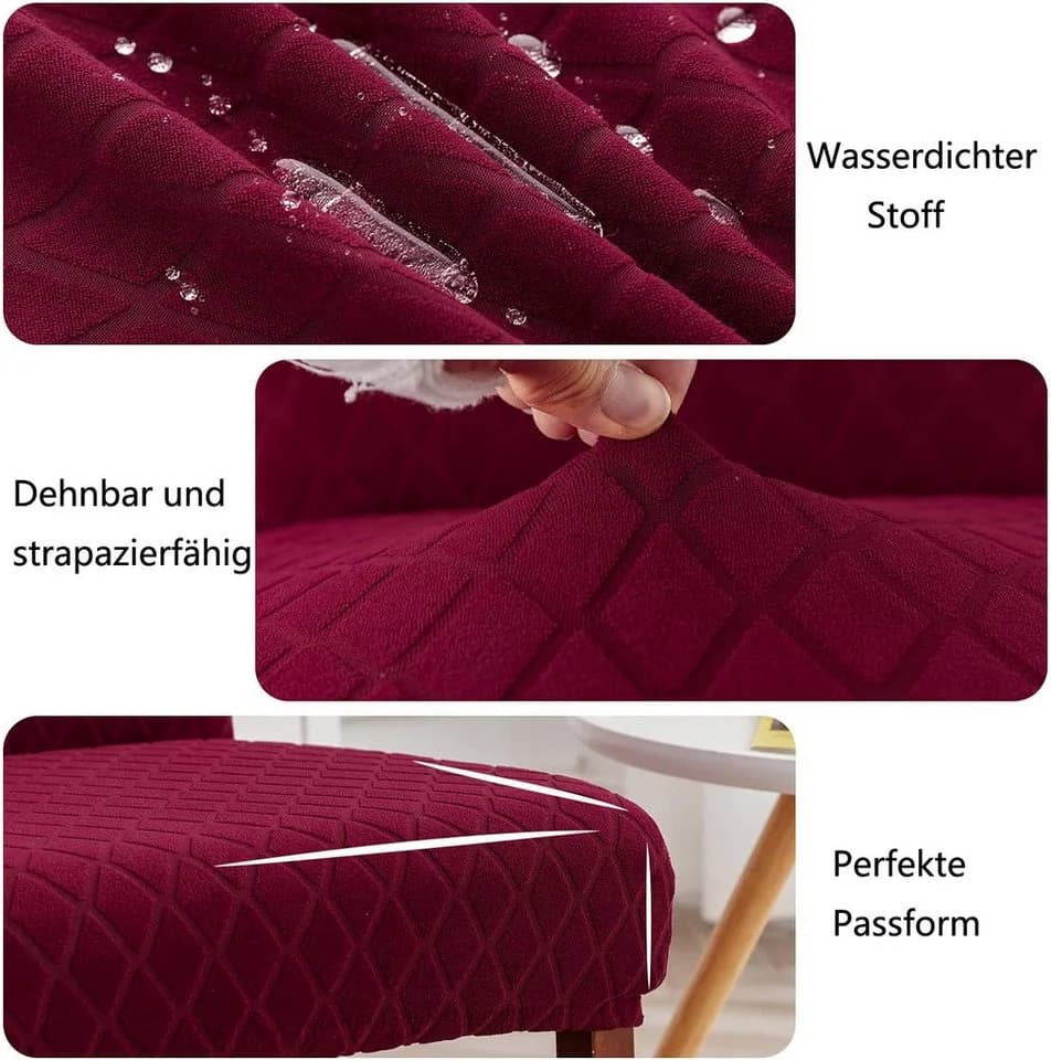 Coonoor Stuhlhussen Set Rot Stretch Polyester 2/4/6er - Bild 5