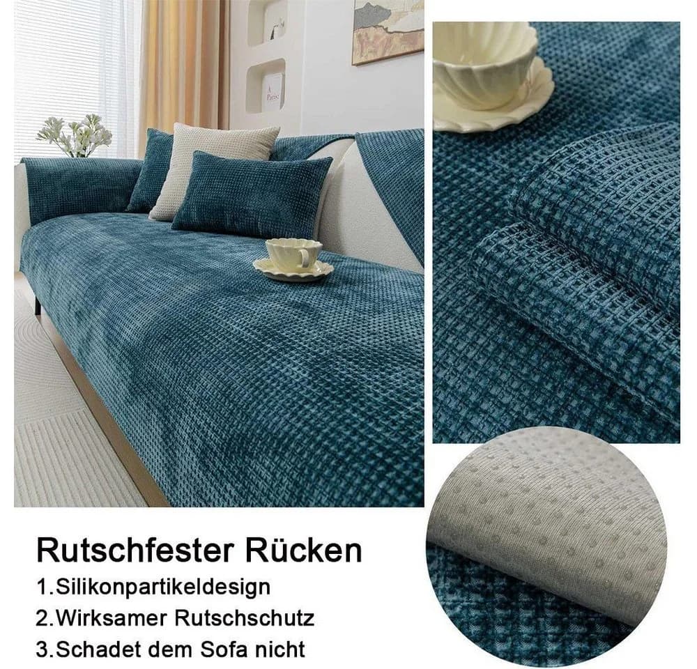 Coonoor Sofahusse Chenille Sofaüberwurf rutschfest grau - Bild 3