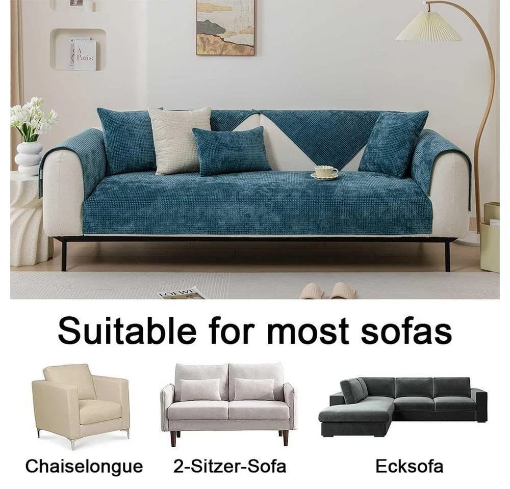 Coonoor Sofahusse Chenille Sofaüberwurf rutschfest grau - Bild 5